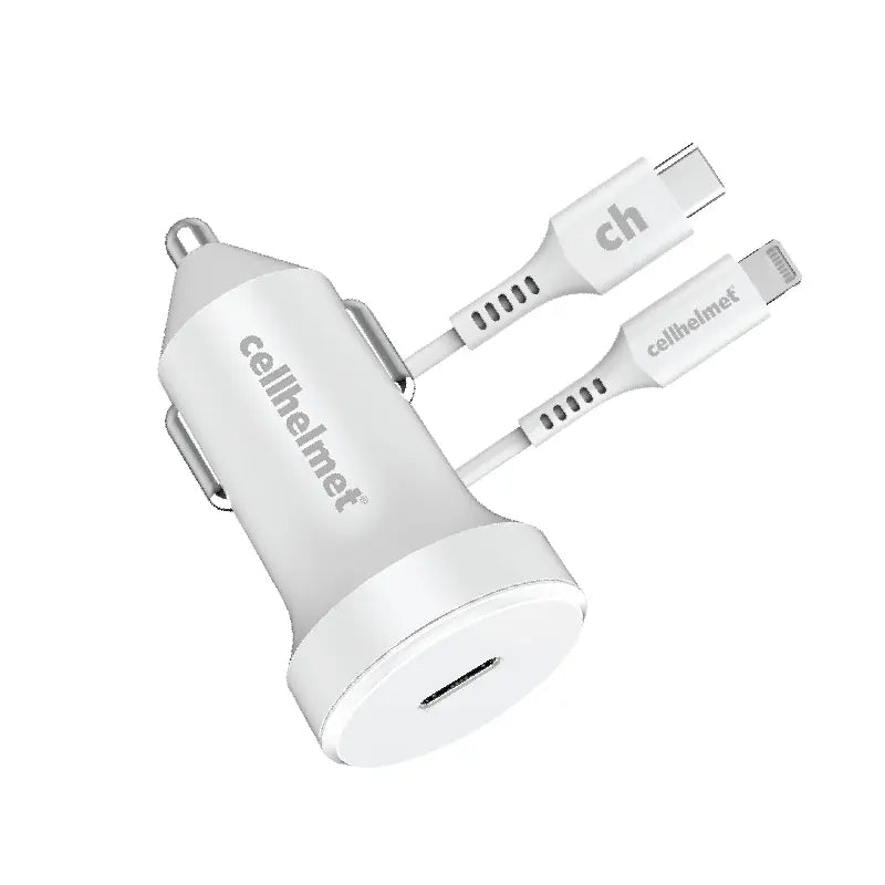20W PD Car Plug + 3' Round Lightning Cable - Type C - White (Halo icon sha256 8d75a44ecd64f3a9f50e9cddc2774f20891ba1a9d6af167481c719e0ce9fabf8)